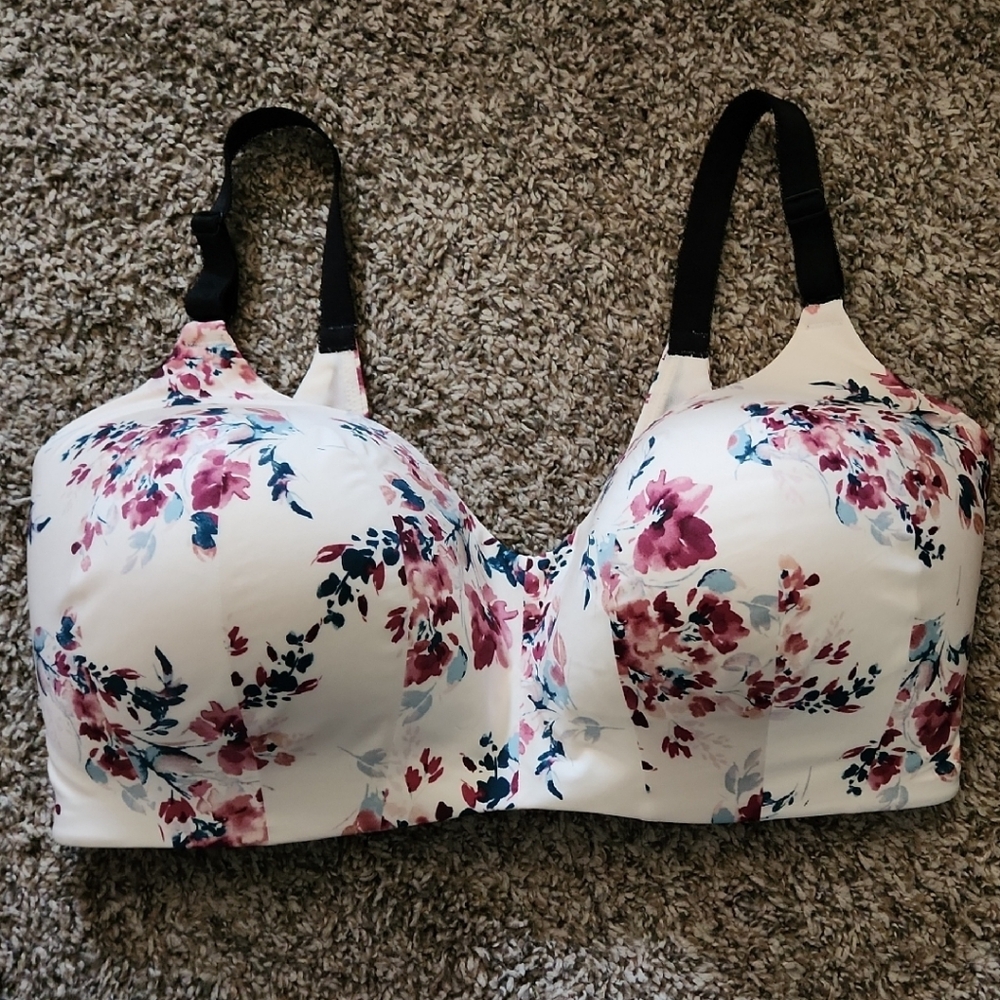 Torrid Curvy Floral Print Bra with Black Straps